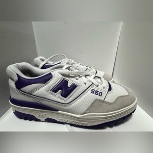 Size 11 men’s-New Balance 550 trainers in white and purple